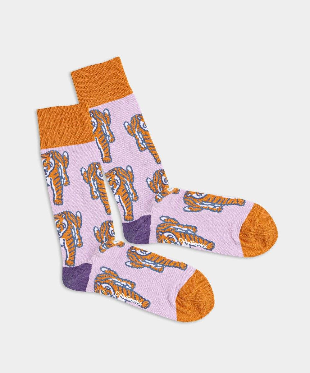Dusk Tiger Socken mit Tigerdesign bei Sonnenuntergang