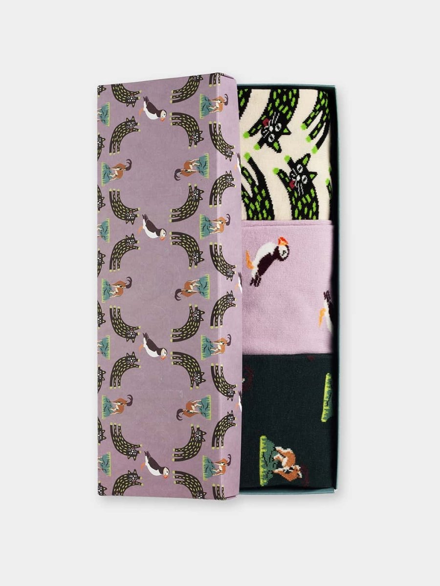 Socken - Geschenkbox Cat & Puffin & Capricorn (3er Box) von DillySocks