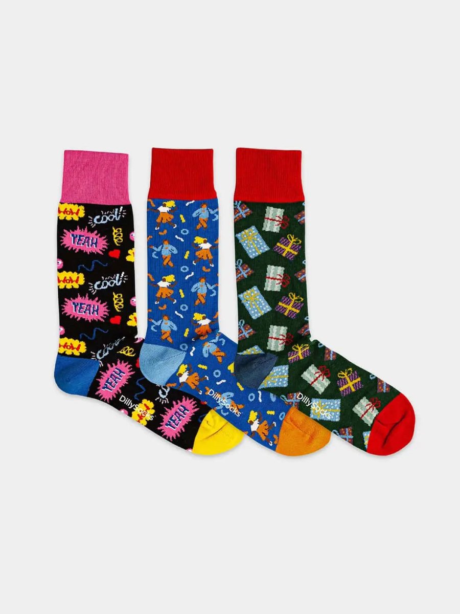 Socken - Geschenkbox Celebration Time (3er Box) von DillySocks