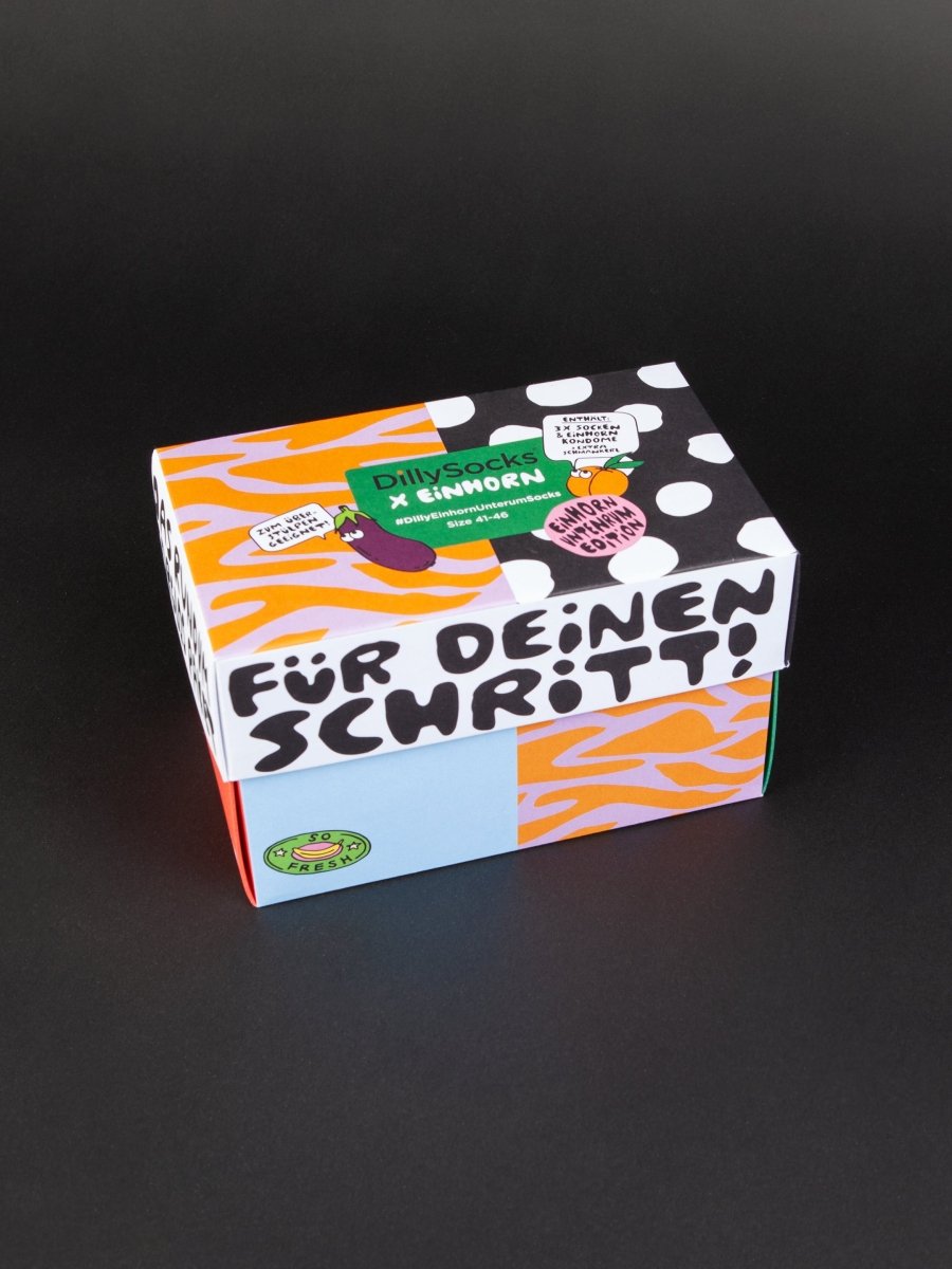 Socken - Geschenkbox Einhorn (3er Box) von DillySocks