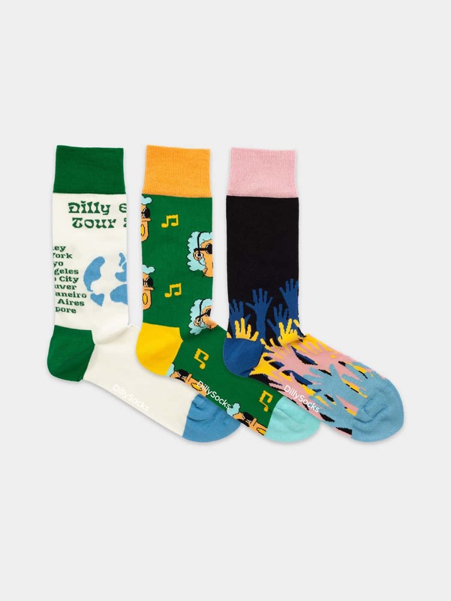 Socken - Geschenkbox Festival Vibes (3er Box) von DillySocks