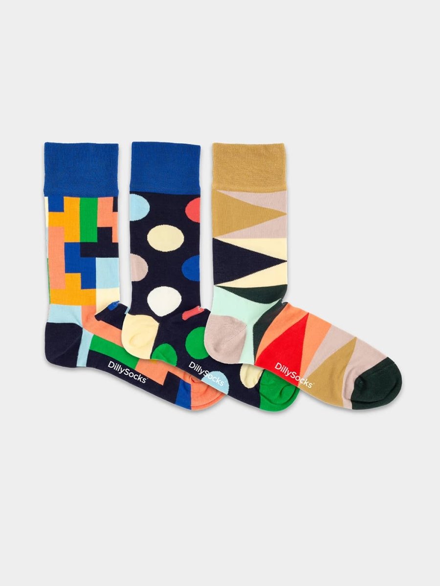 Socken - Geschenkbox Geometric Illusion (3er Box) von DillySocks