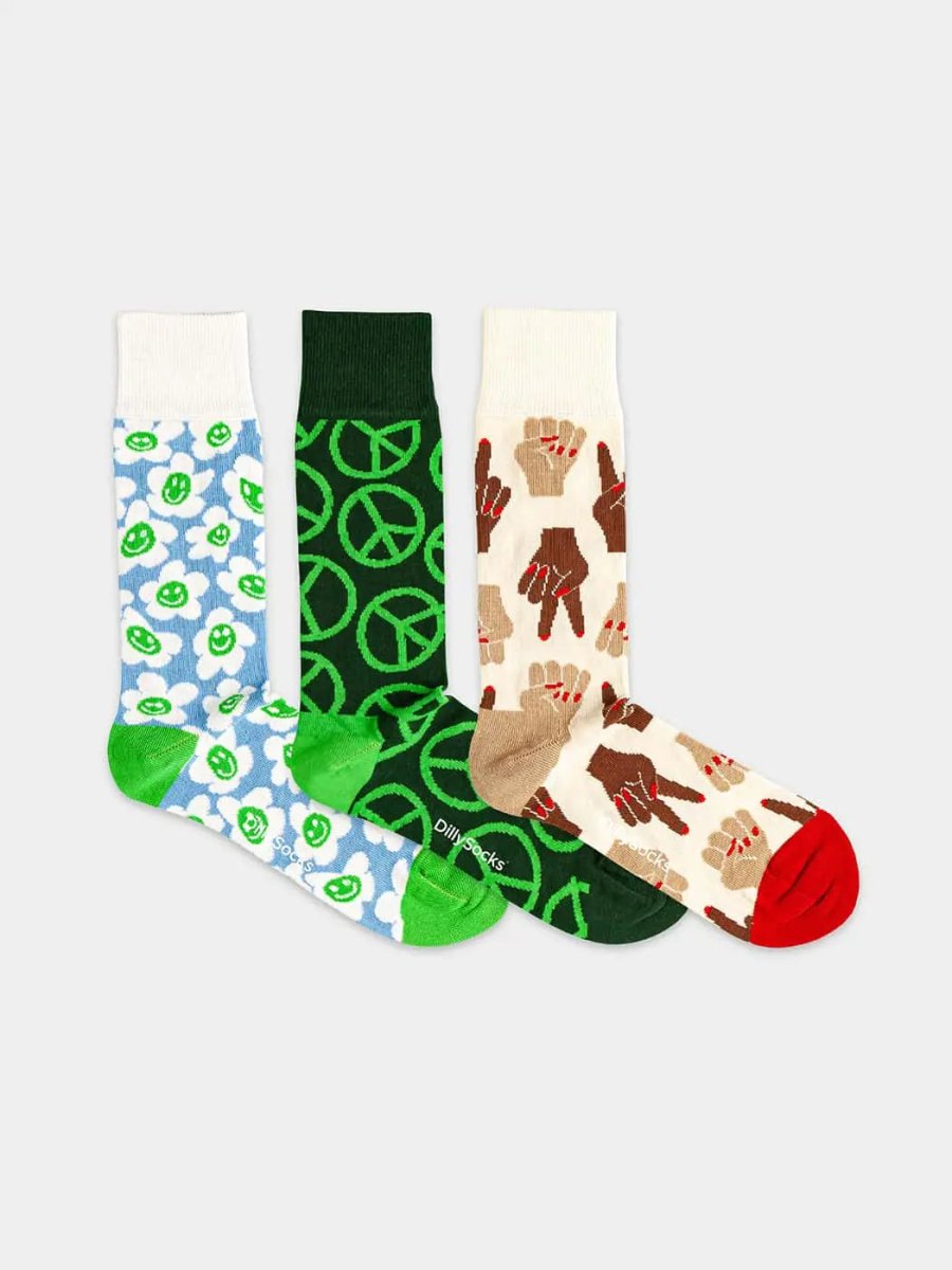 Socken - Geschenkbox Love and Peace (3er Box) von DillySocks