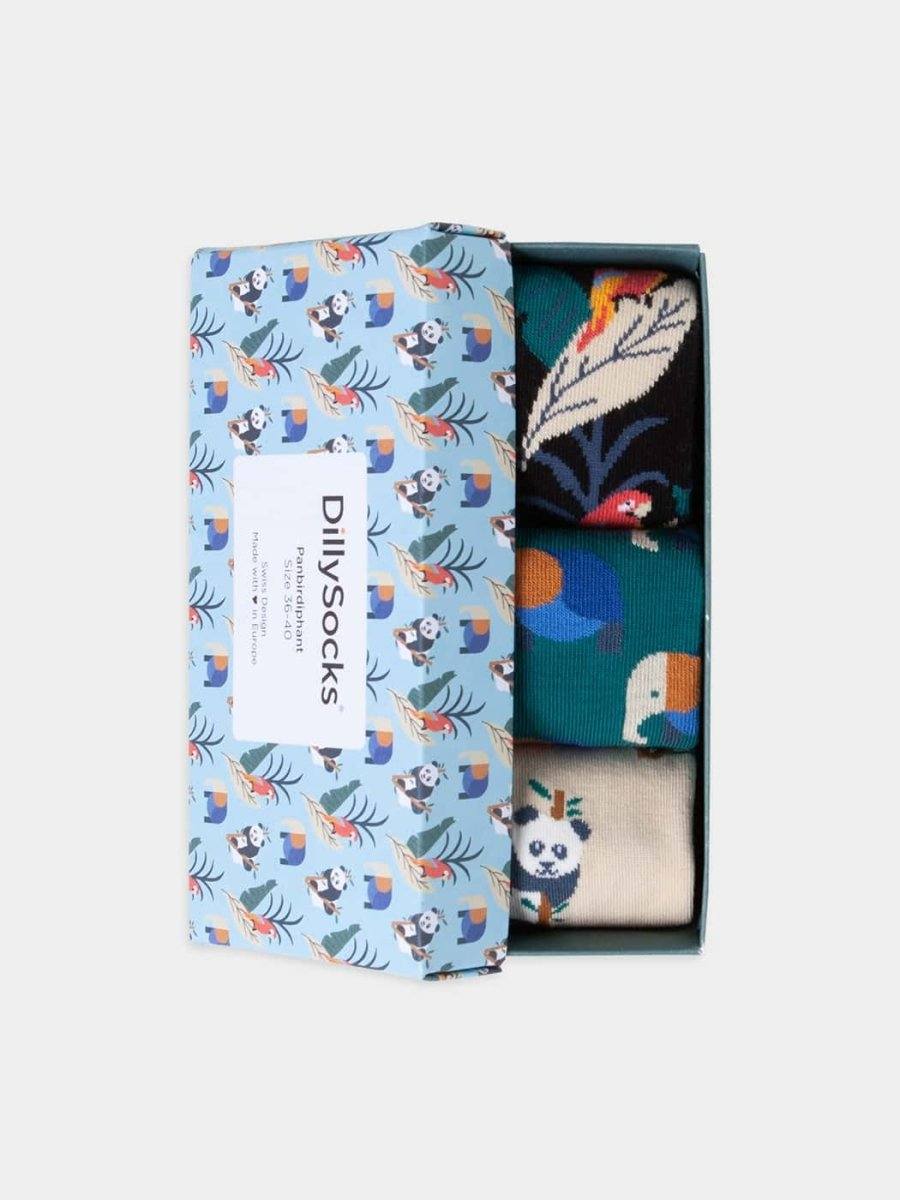 Socken - Geschenkbox Panbirdiphant (3er Box) von DillySocks