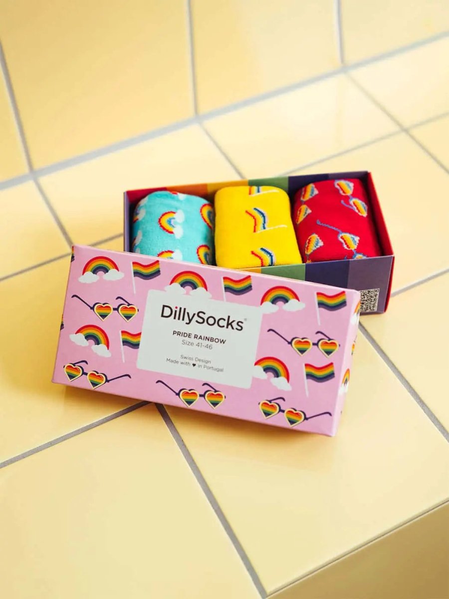 Socken - Geschenkbox Pride Rainbow (3er Box) von DillySocks