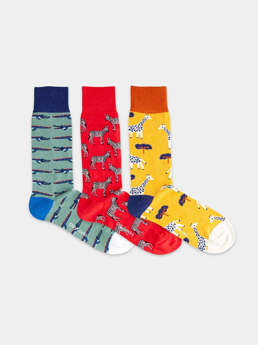 Socken - Geschenkbox Safari Tour (3er Box) von DillySocks