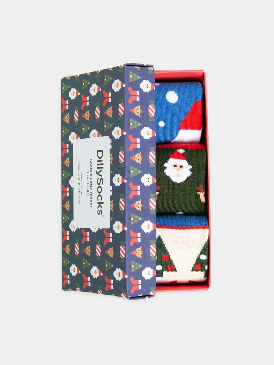 Socken - Geschenkbox Santa's Little Helper (3er Box) von DillySocks