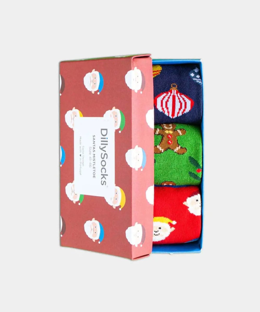 Socken - Geschenkbox Santas Mistletoe (3er Box) von DillySocks