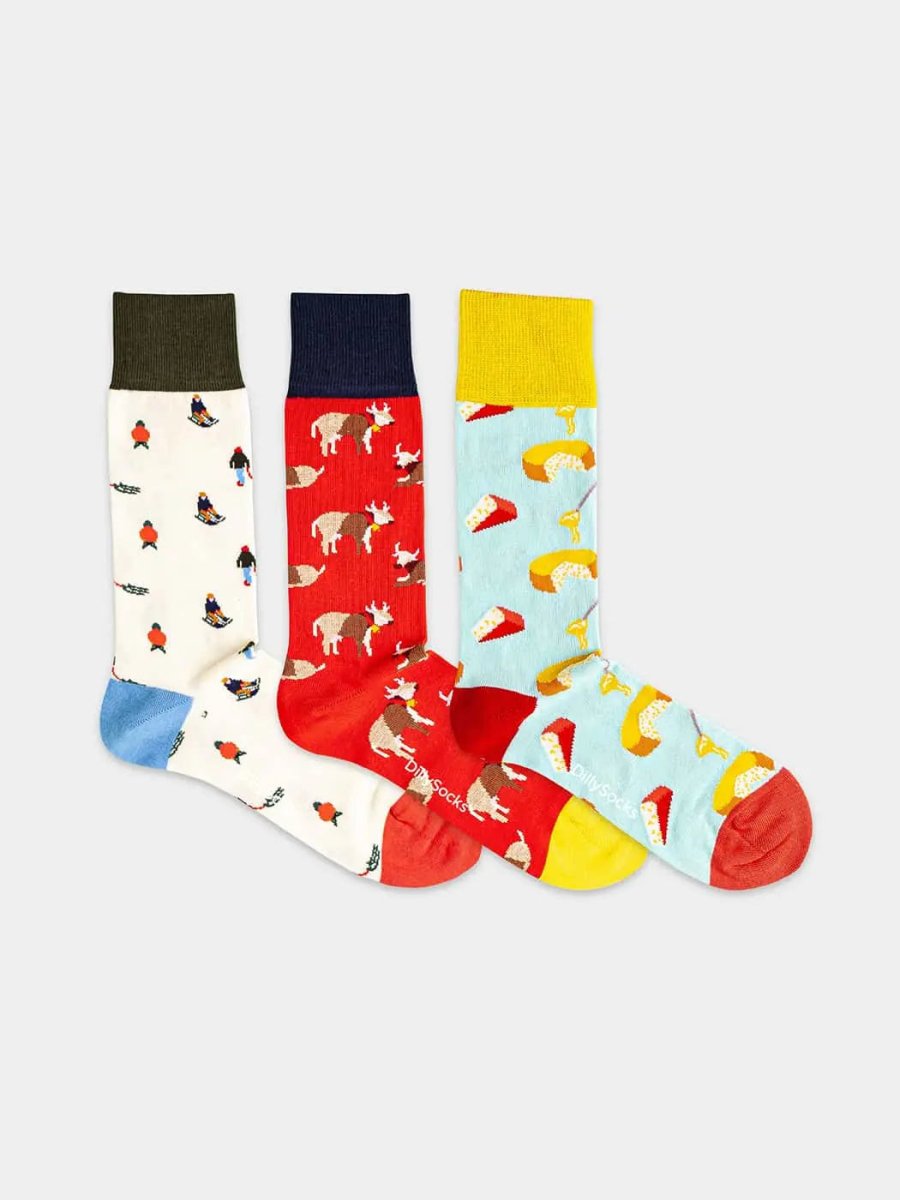 Socken - Geschenkbox Swiss Cliche (3er Box) von DillySocks