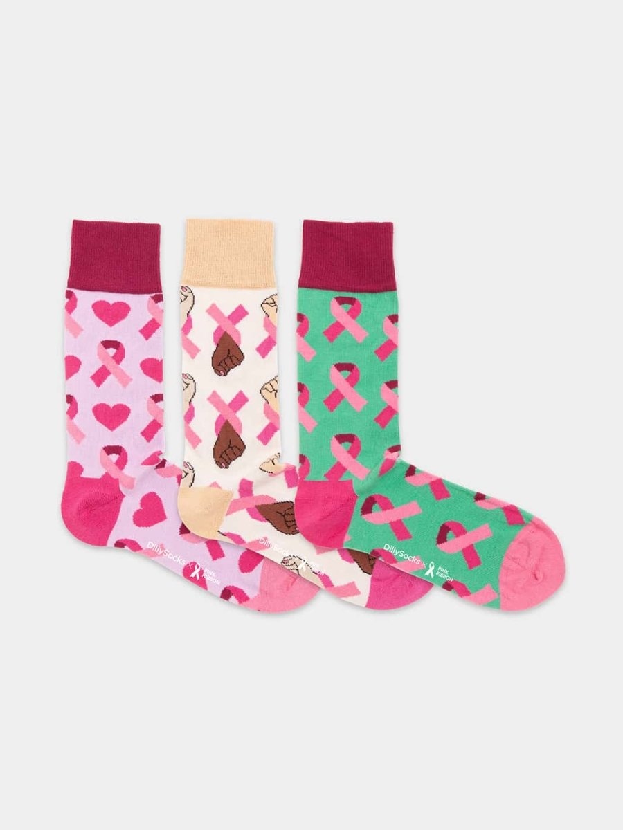 Socken Pink Ribbon (3er Box) von DillySocks