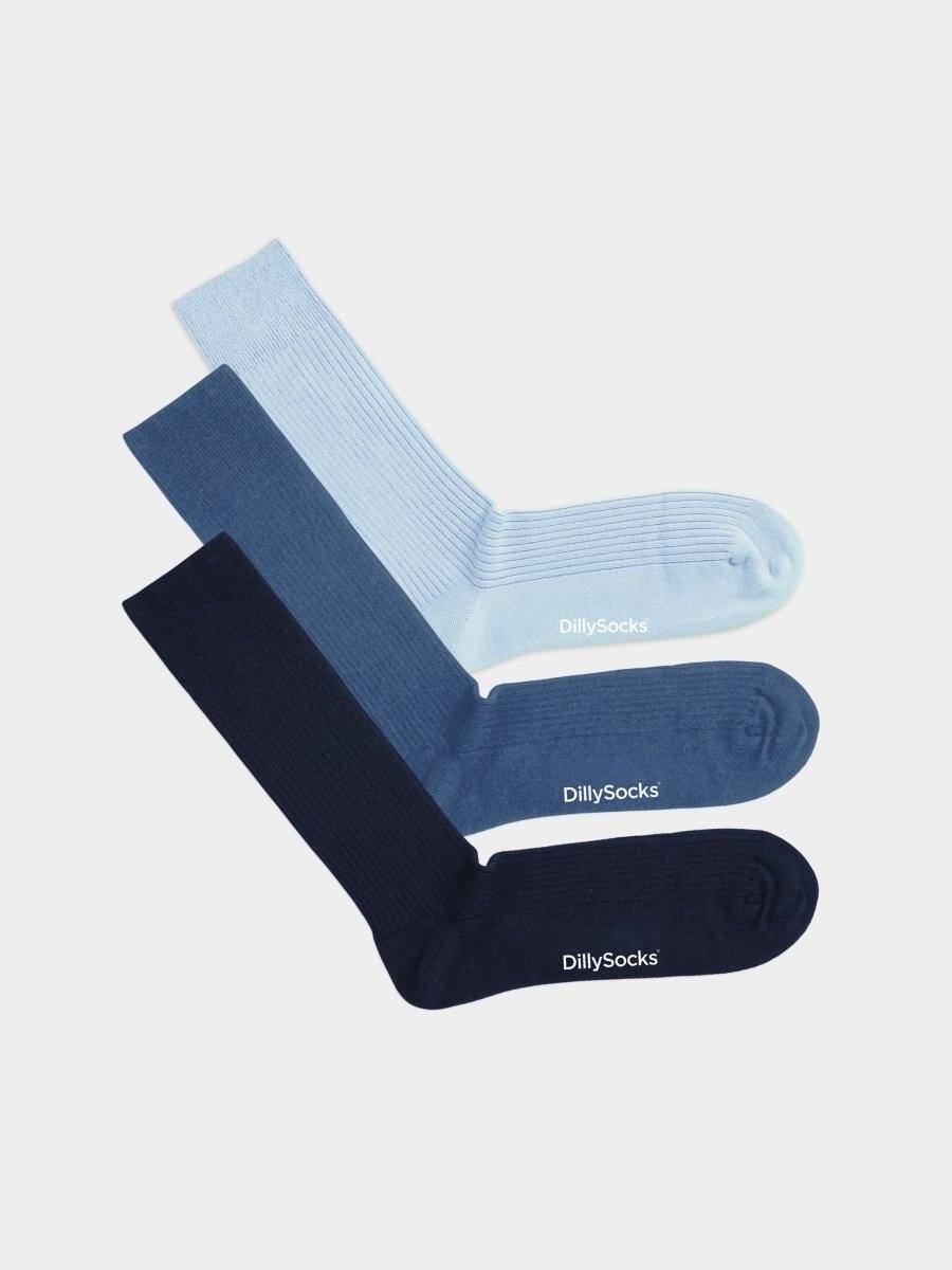Socken - Sets Ribbed Ocean Blue (3er Pack) von DillySocks