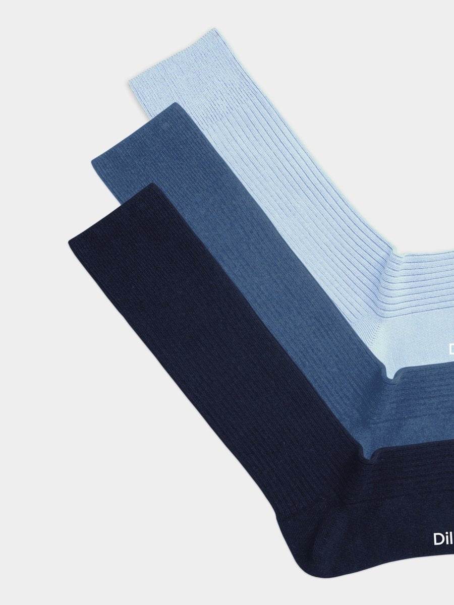 Socken - Sets Ribbed Ocean Blue (3er Pack) von DillySocks