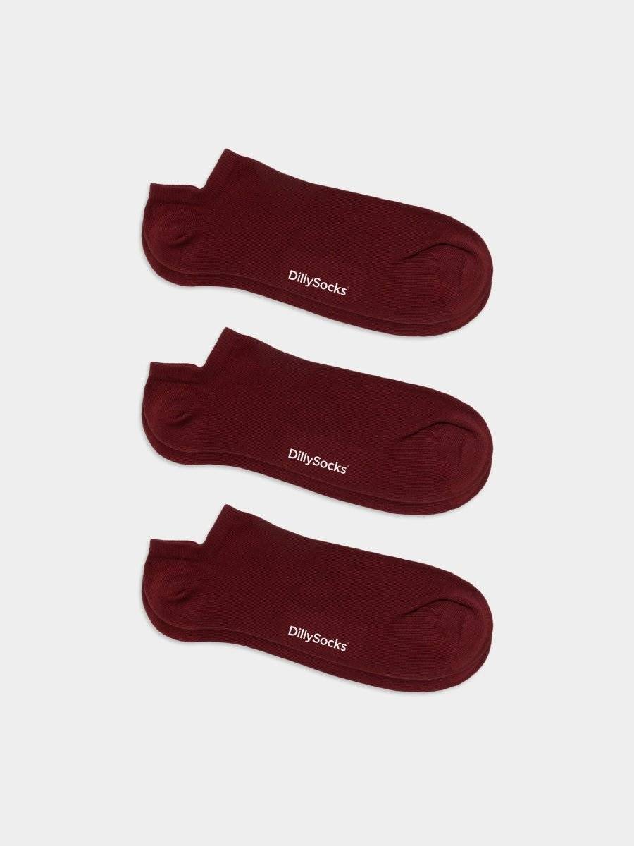 Socken - Sets Short Wine Red (3er Pack) von DillySocks
