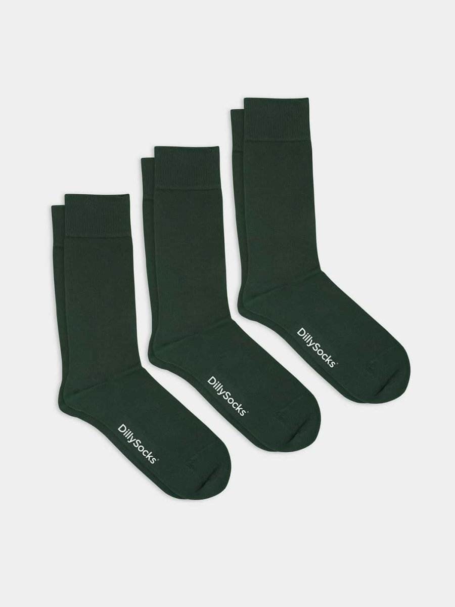Socken - Sets Smooth Forest Green (3er Pack) von DillySocks