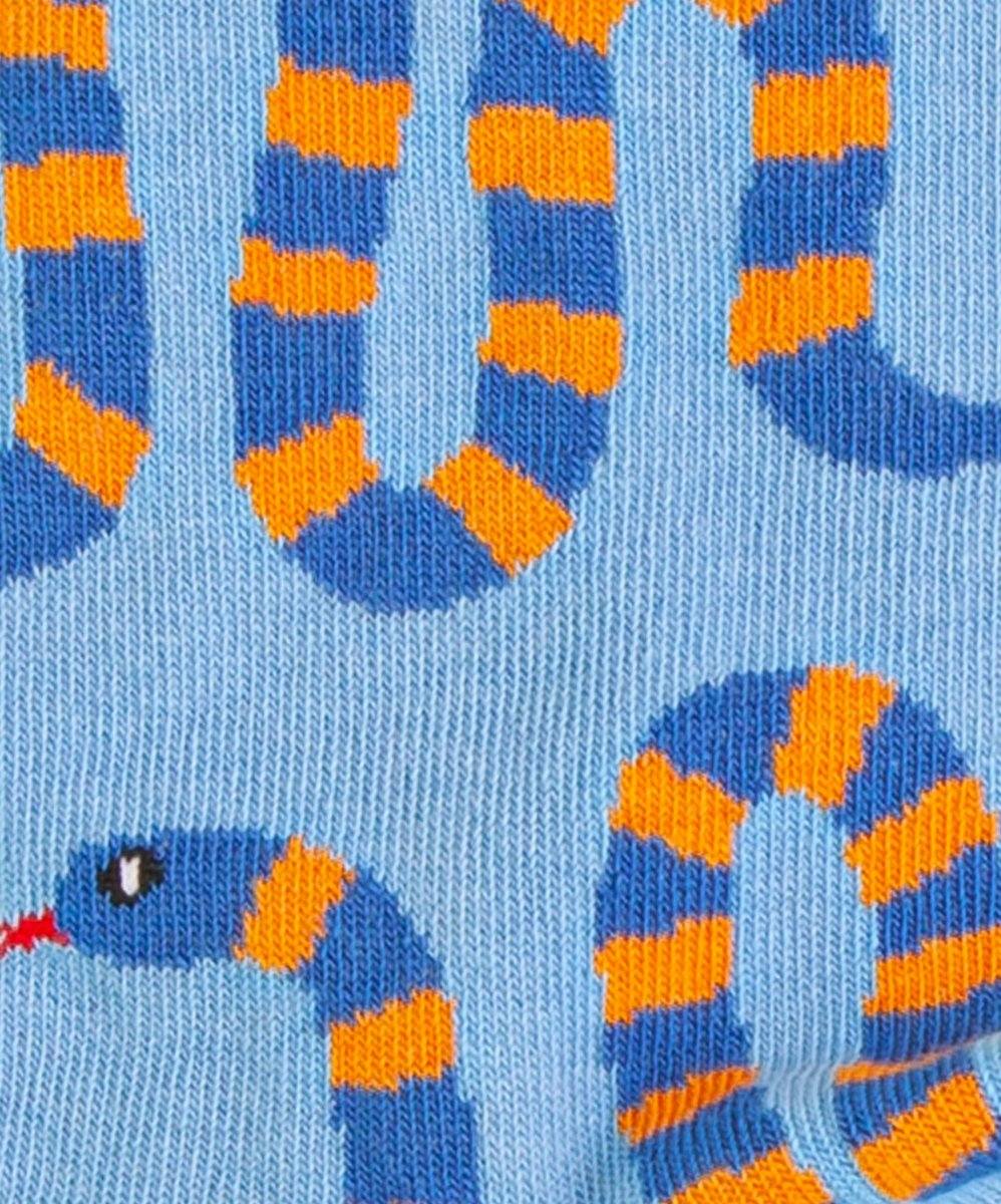 Stripy Snakey verführerische blaue und orange gestreifte Socke